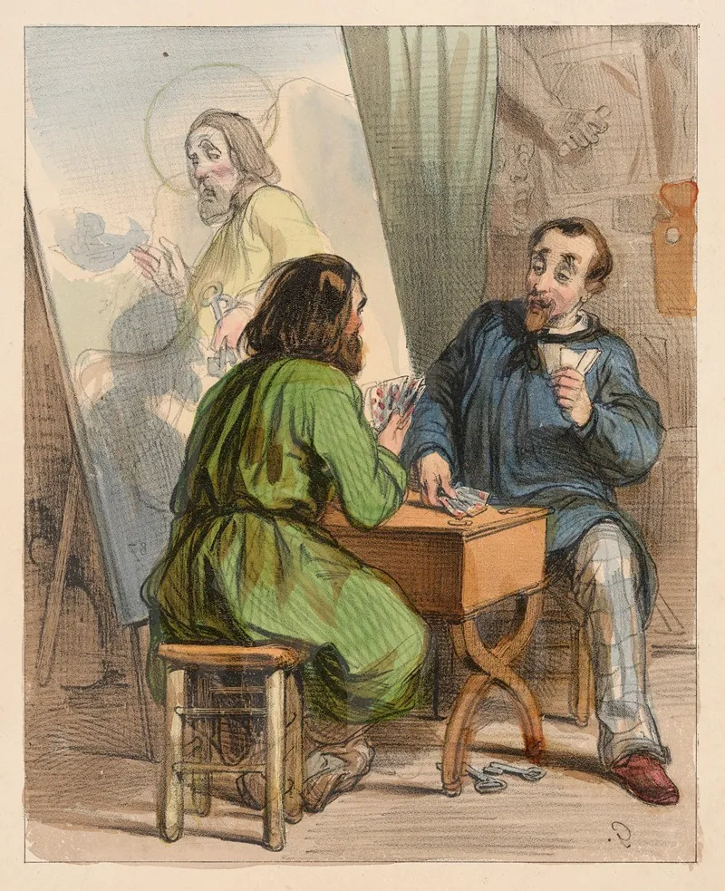 Les Artistes Spierre Mon Ami Vous Etes Capot Wall Art by Paul Gavarni - High-Resolution Digital Print