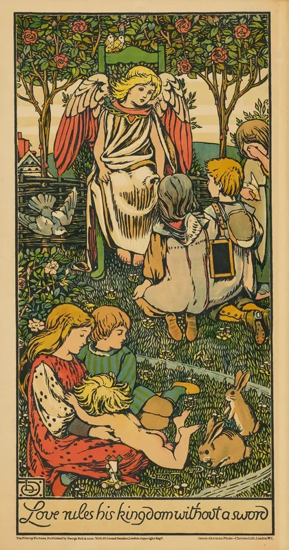 Love Rules His Kingdom Without A Sword Panneau Decoratif Aus Der Serie The Childs Garden Wall Art by Louis Davis - High-Resolution Digital Print