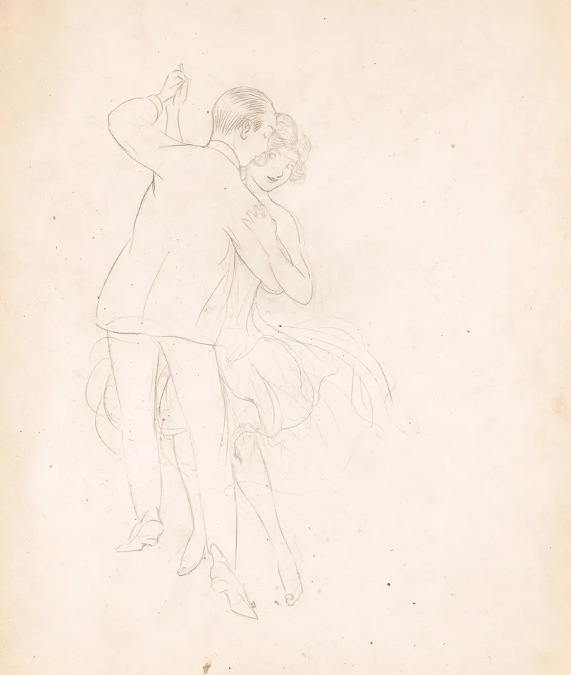Man And Woman Dancing Close Wall Art by Oliver Herford - High-Resolution Digital Print