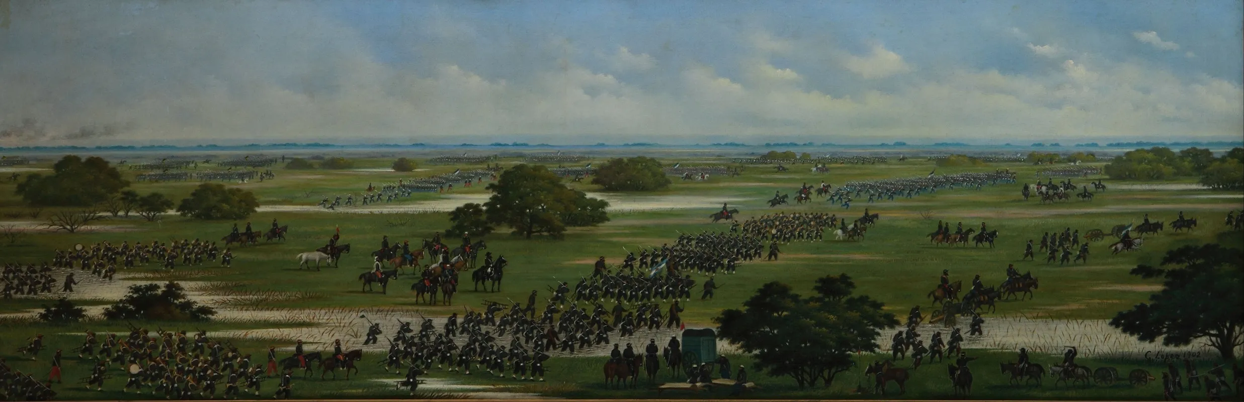 Marcha Del Ejercito Argentino A Tomar Posiciones Para El Ataque A Curupayti El 1866 Wall Art by Cándido Lopez - High-Resolution Digital Print