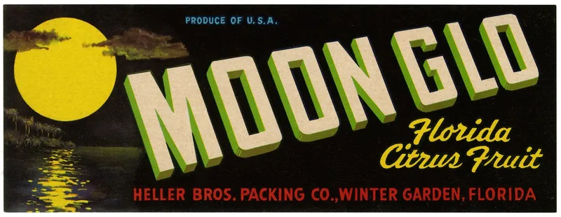 Moon Glo Florida Citrus Fruit Label Wall Art by Anonymous - High-Resolution Digital Print