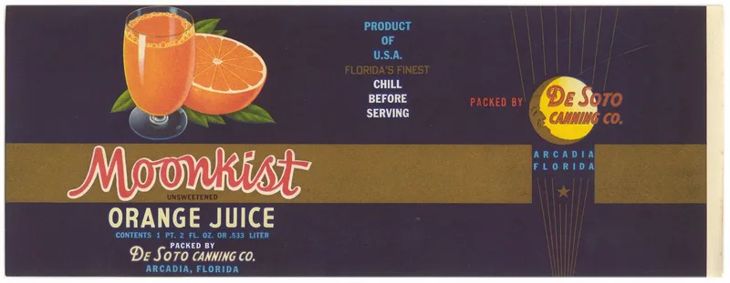 Moonkist Unsweetened Orange Juice Can Label Wall Art by Anonymous - High-Resolution Digital Print