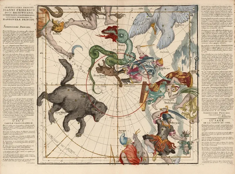 Plate 1 Ursa Major Ursa Minor Perseus And Other Constellations Wall Art by Ignace Gaston Pardies - High-Resolution Digital Print
