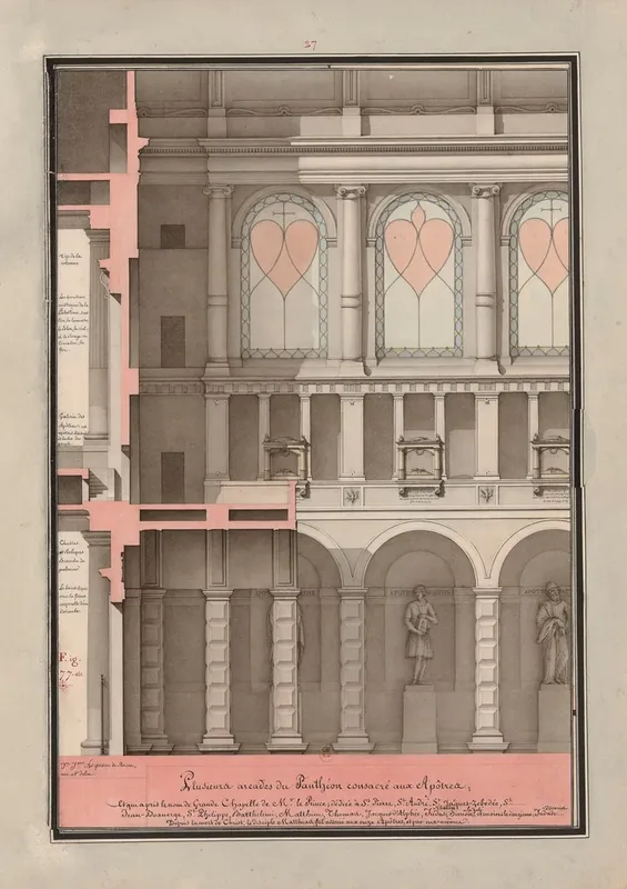 Plusieurs Arcades Du Pantheon Consacre Aux Apotres Wall Art by Jean Jacques Lequeu - High-Resolution Digital Print