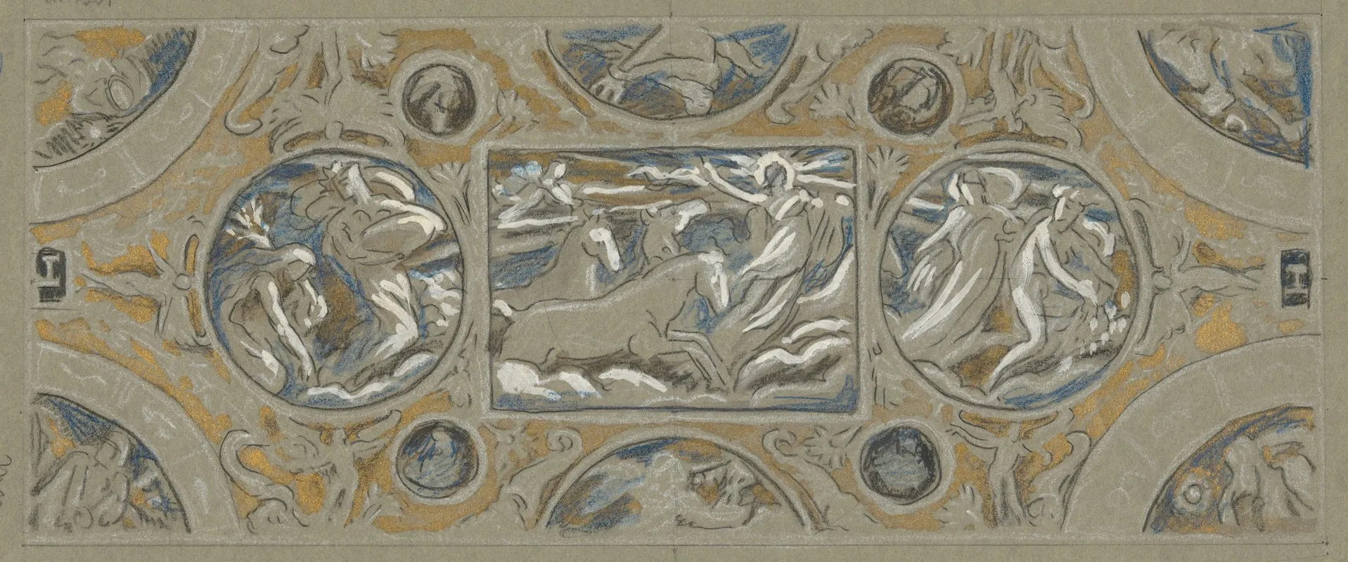 Preliminary Study For Huntington House Ceiling Wall Art by Elihu Vedder - High-Resolution Digital Print