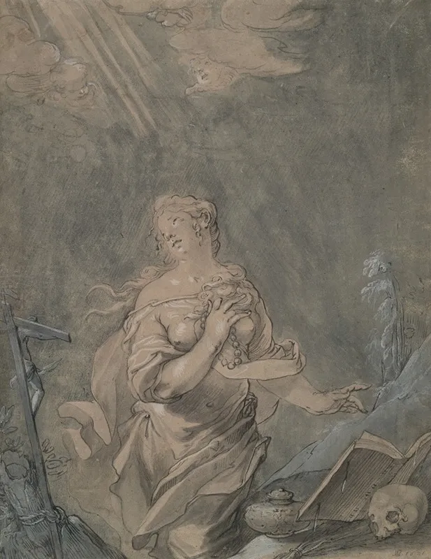 Saint Mary Magdalen In Prayer Wall Art by Claude Mellan - High-Resolution Digital Print