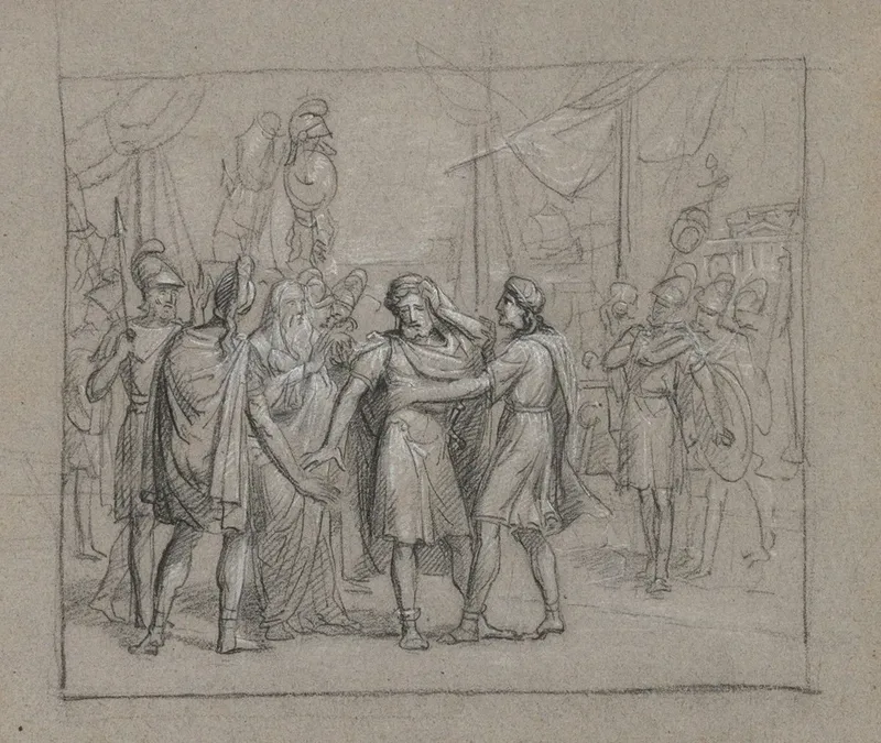 Scene With Warriors Wall Art by Jean Antoine Verschaeren - High-Resolution Digital Print