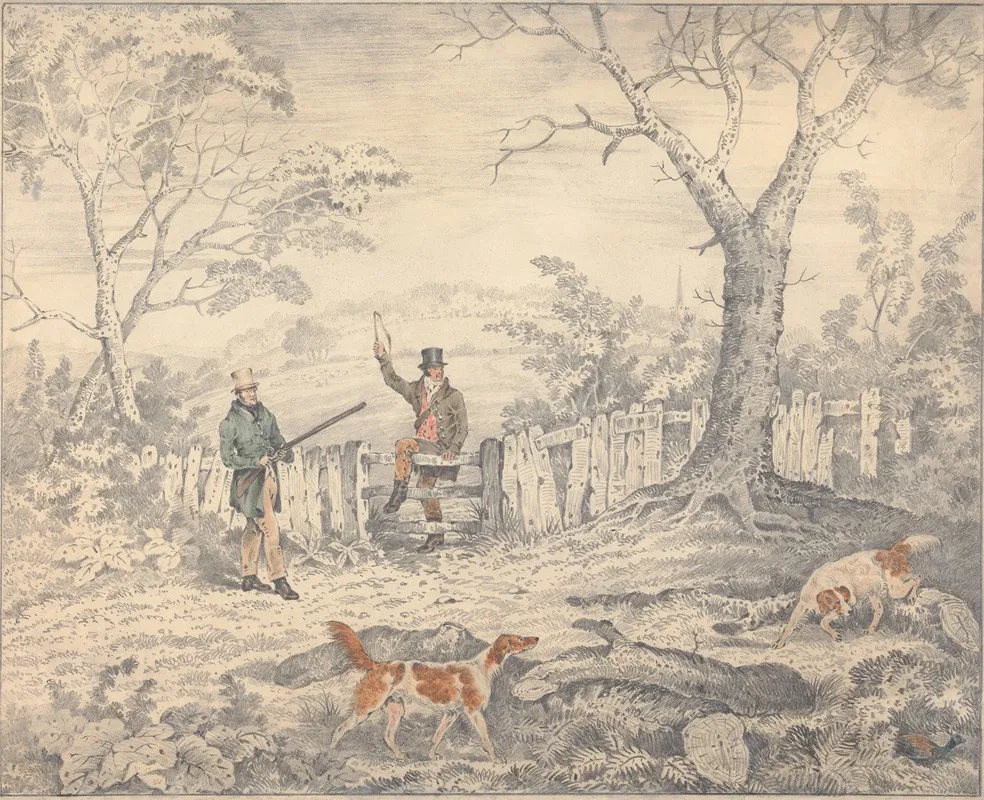 Setters And Pheasant Wall Art by Edwin Gill - High-Resolution Digital Print