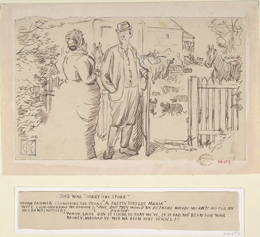She Was Sorry She Spoke Wall Art by Charles Samuel Keene - High-Resolution Digital Print