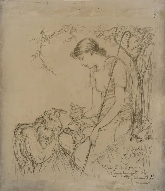 Shepherdess 2 Wall Art by Frederick Stuart Church - High-Resolution Digital Print