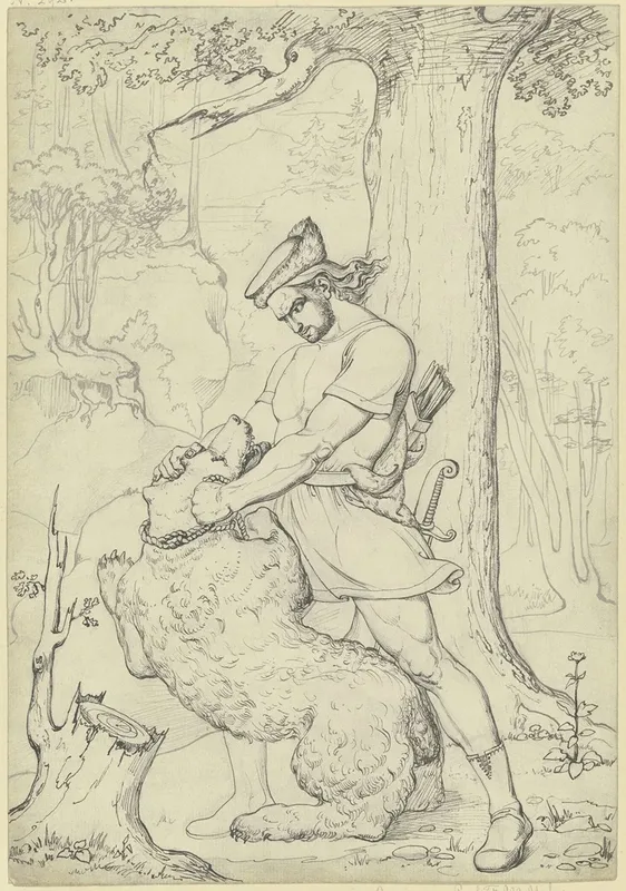 Siegfried Fangt Den Baren Wall Art by Karl Sandhaas - High-Resolution Digital Print
