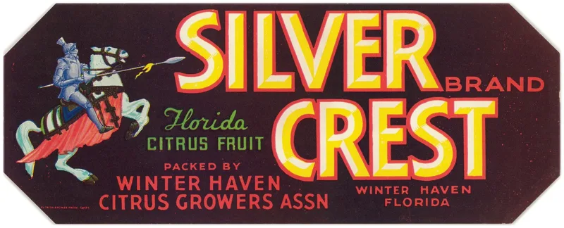 Silver Crest Brand Florida Citrus Fruit Label Wall Art by Anonymous - High-Resolution Digital Print