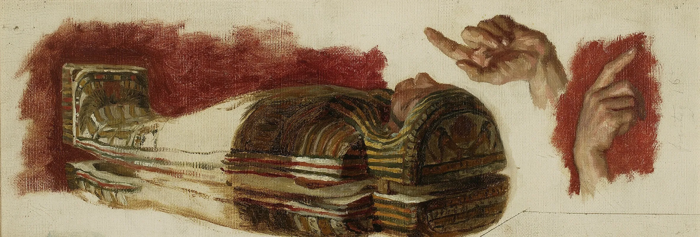 Sketches Of A Mummy And Hands Studies For Allegory Of Science Wall Art by Henryk Rodakowski - High-Resolution Digital Print