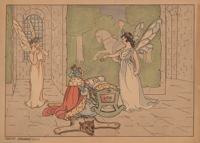 Sleeping Beauty The Evil Fairys Prophecy Wall Art by Anker Johannesens Forlag - High-Resolution Digital Print