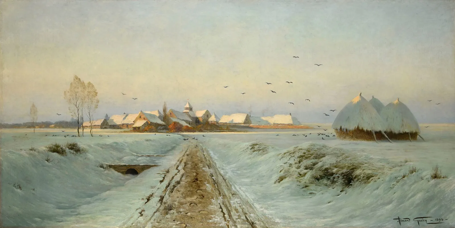 Soir Dhiver Bertricourt Environs De Reims Wall Art by Armand Guéry - High-Resolution Digital Print