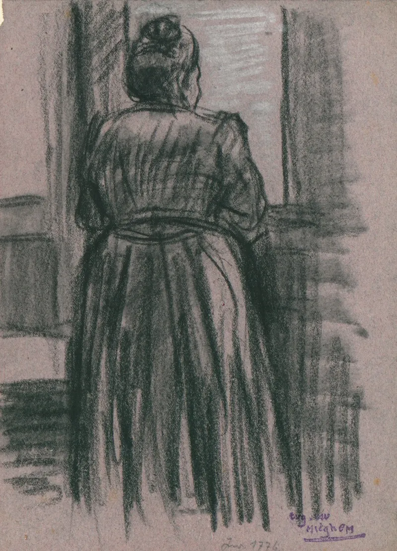 Staande Vrouw Aan Een Venster Wall Art by Eugeen Van Mieghem - High-Resolution Digital Print