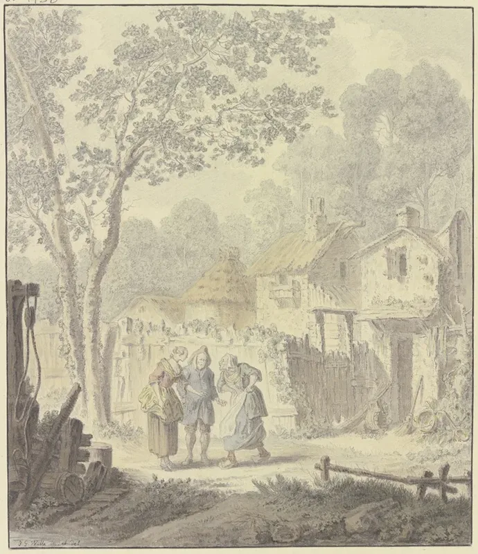 Streitszene Mit Landfeiner Dame Auf Der Dorfstrase Wall Art by Johann Georg Wille - High-Resolution Digital Print