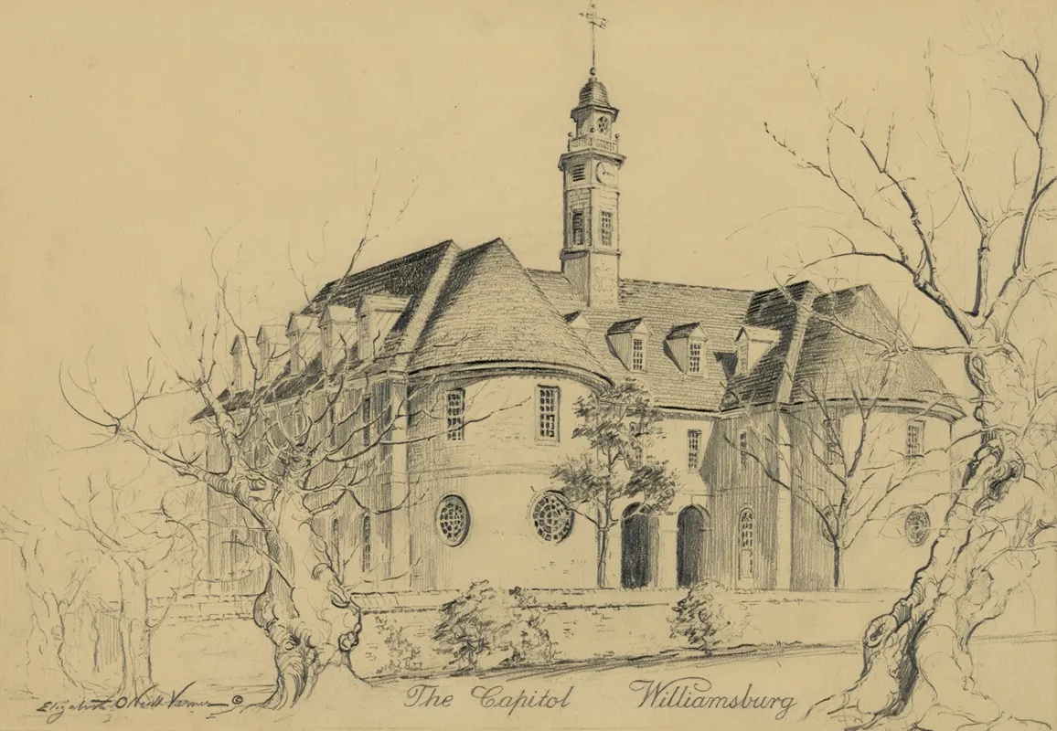 The Capitol Williamsburg Wall Art by Elizabeth O'Neill Verner - High-Resolution Digital Print