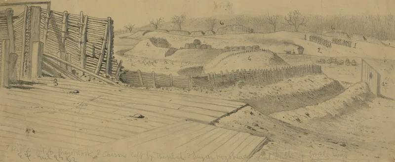 The Defenses Of Manassas On The Orange And Alex R R North Of The Station Looking S E Wall Art by Edwin Forbes - High-Resolution Digital Print