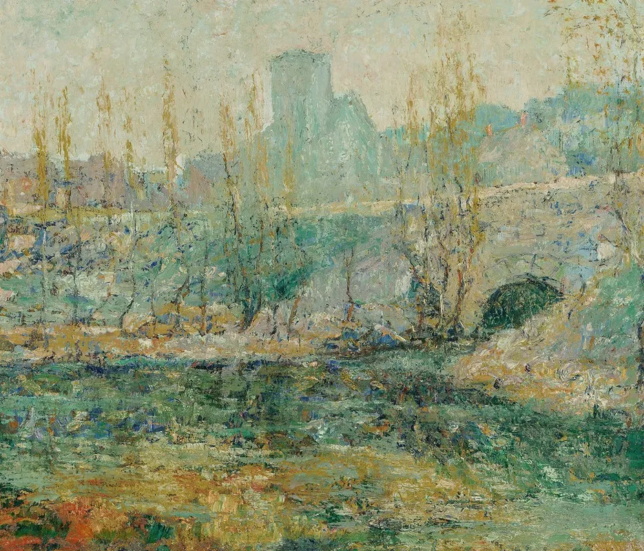 The Pond And Gapstow Bridge New York City Wall Art by Ernest Lawson - High-Resolution Digital Print