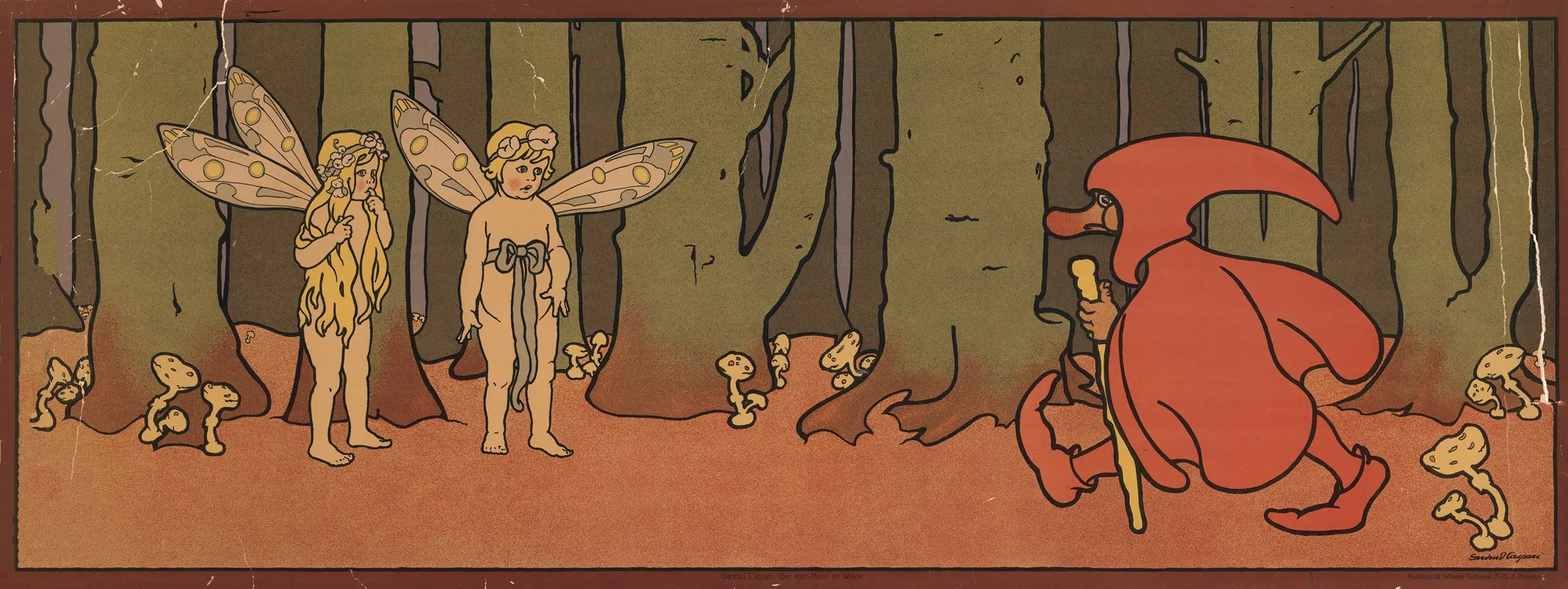 The Red Man In The Forest Wall Art by Gertrud Caspari - High-Resolution Digital Print