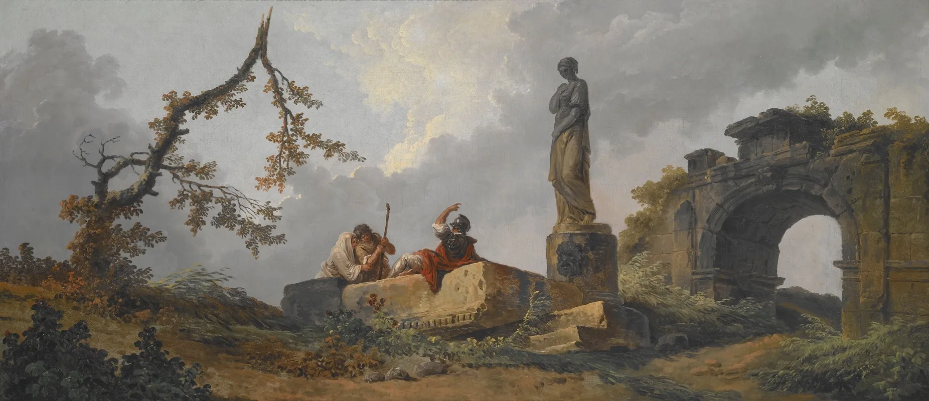 The Statue Wall Art by Hubert Robert - High-Resolution Digital Print