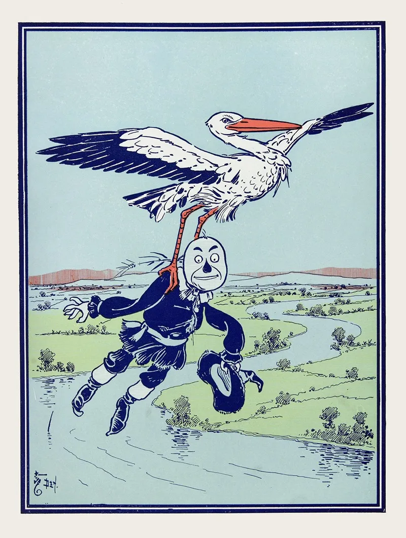 The Stork Carried Him Up Into The Air Wall Art by William Wallace Denslow - High-Resolution Digital Print