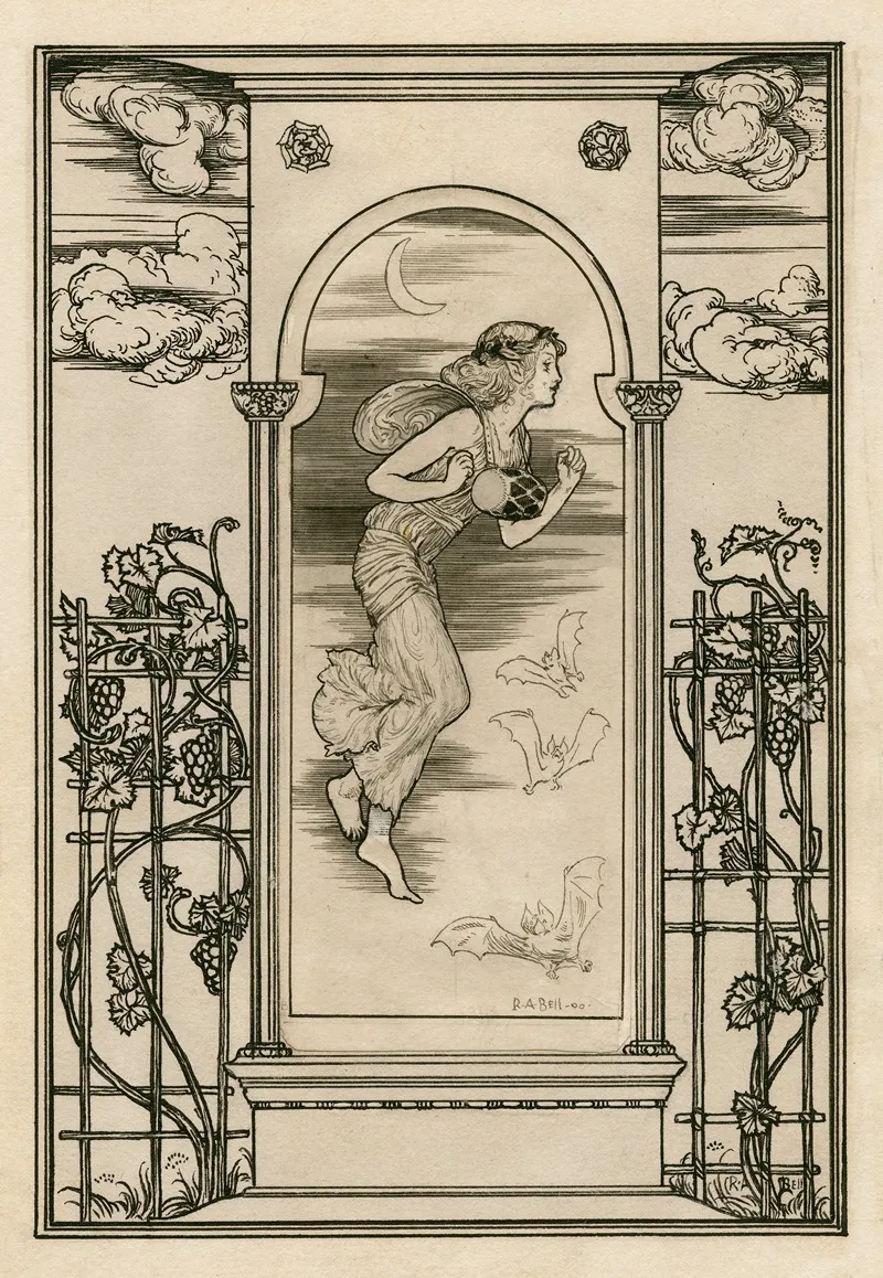 The Tempest Ariel Flying With Bats Wall Art by Robert Anning Bell - High-Resolution Digital Print