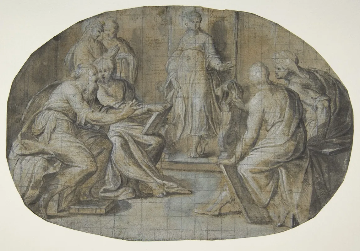 The Virgin And Saint Joseph Find Jesus Disputing With The Doctors In The Temple Wall Art by Camillo Procaccini - High-Resolution Digital Print