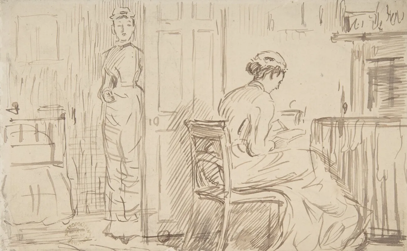 Two Nursemaids Wall Art by Charles Samuel Keene - High-Resolution Digital Print