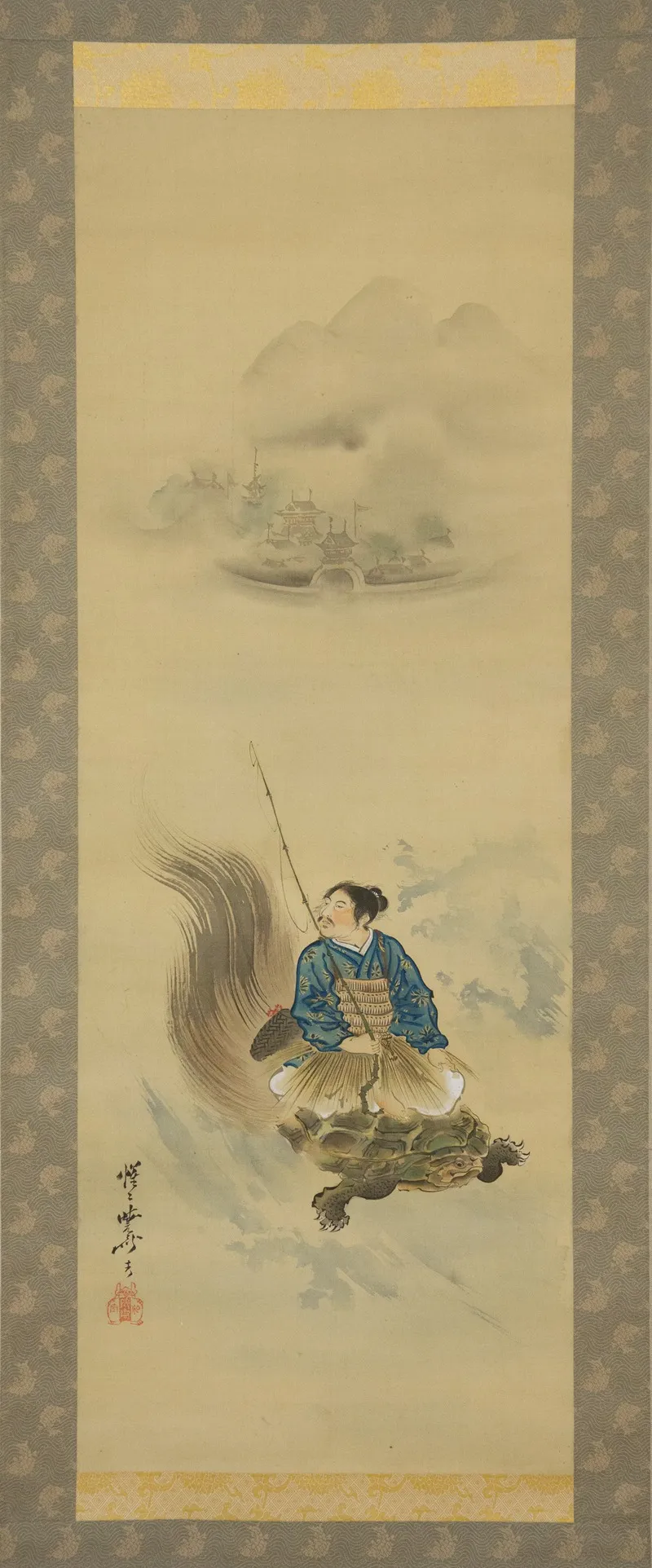 Urashima Taro Riding On A Tortoise Wall Art by Kawanabe Kyōsai - High-Resolution Digital Print