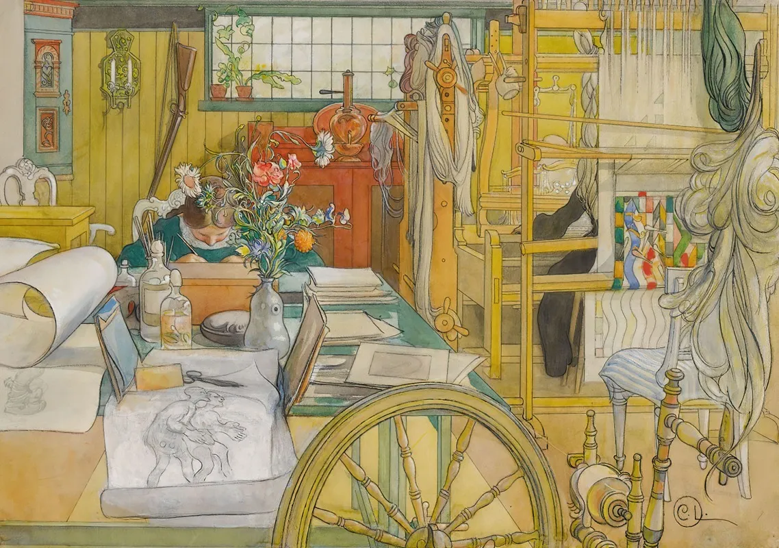 Verkstaden The Workshop Wall Art by Carl Larsson - High-Resolution Digital Print