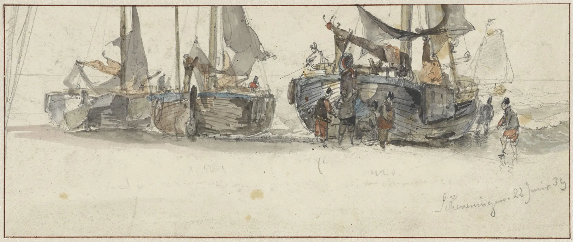 Vissersboten Op Het Strand Van Scheveningen 2 Wall Art by Willem Roelofs - High-Resolution Digital Print