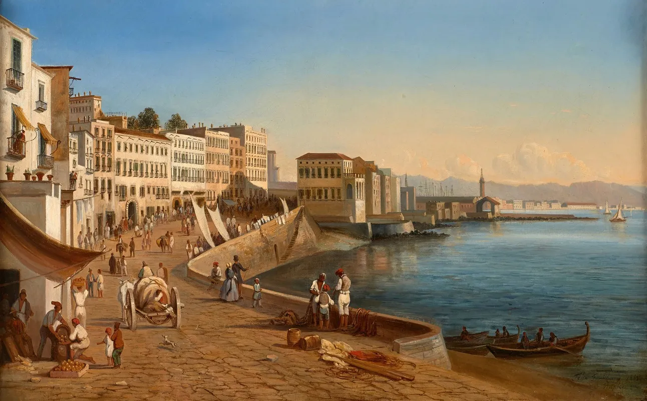 Vue Du Port De Naples Wall Art by Félix Fouilhouze - High-Resolution Digital Print