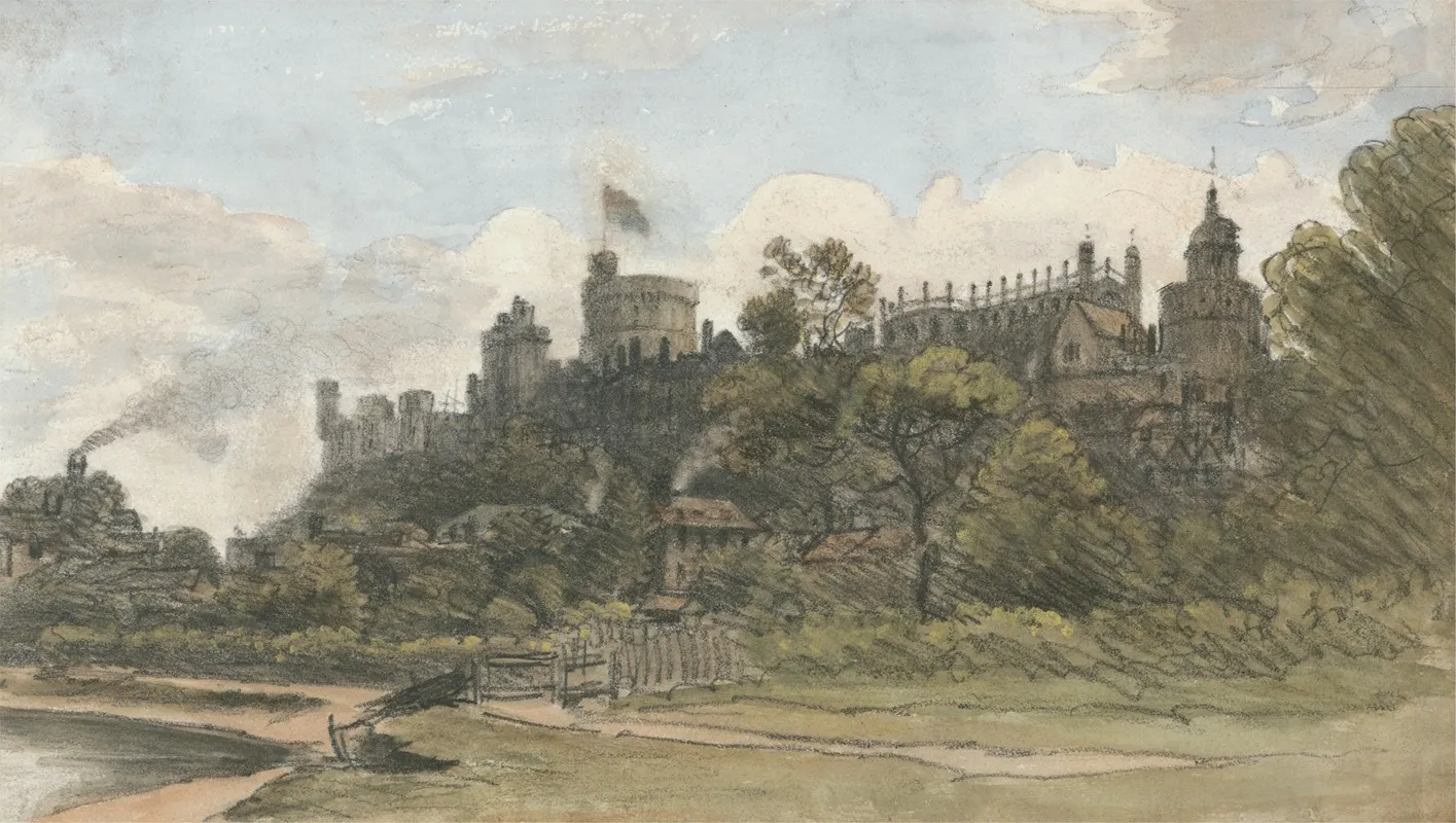 Windsor Castle From Above The Bridge July 18 1832 12 Noon Wall Art by William Crotch - High-Resolution Digital Print