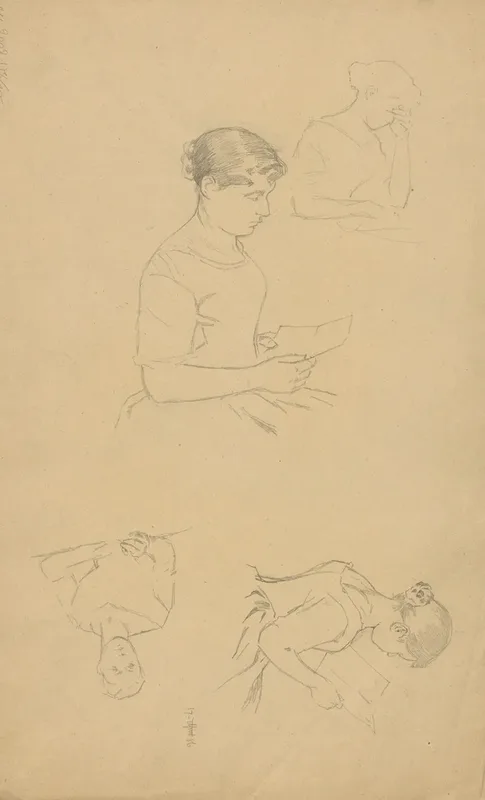 Young Woman Reading A Letter Wall Art by Alfred Schmidt - High-Resolution Digital Print