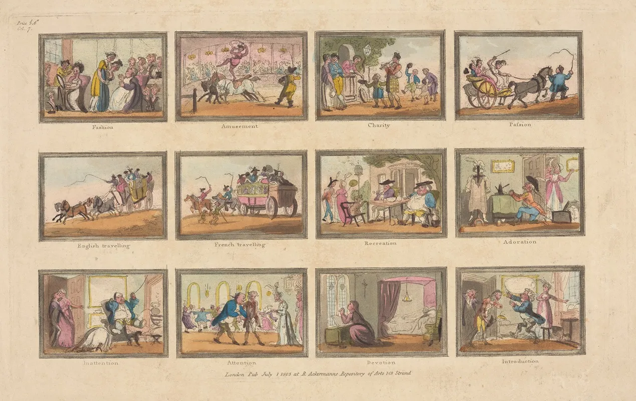 12 Vignettes Fashion Amusement Charity Passion English Travelling French Travelling Recreation Adoration Inattention Attention Devotion Introduction