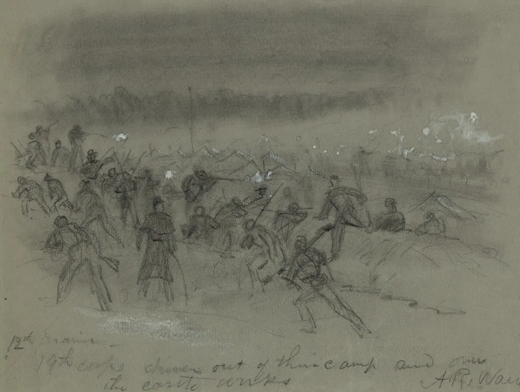 12th Maine 19th Corps Driven Out Of Their Camp And Over The Earth Works