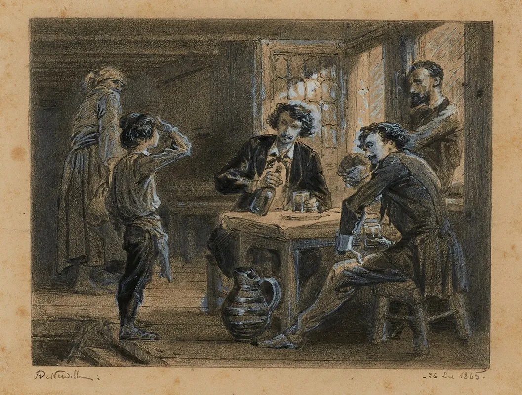16 Gavroche Et Les Amis De La B C Chez La Mere Hucheloup Gaites Prealables by Alphonse Marie de Neuville - Canvas Print