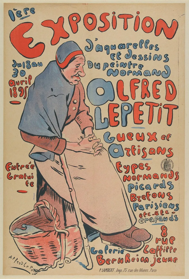 1ere Exposition Daquarelles Et Dessins Du Peintre Normand Alfred Lepetit Gueux Et Artisans by Zut (Alfred Le Petit) - Canvas Print