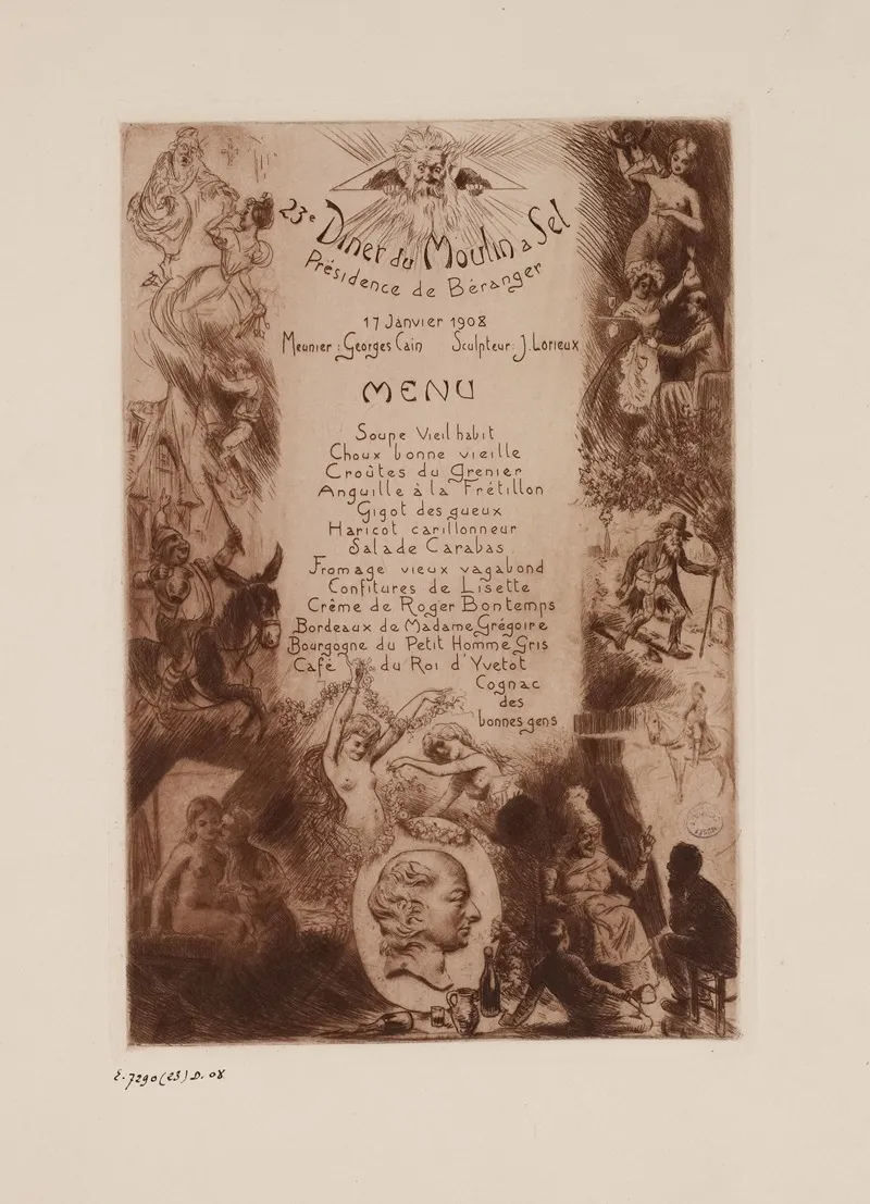 23e Diner Du Moulin A Sel Le 17 Janvier 1908 Sous La Presidence De Beranger