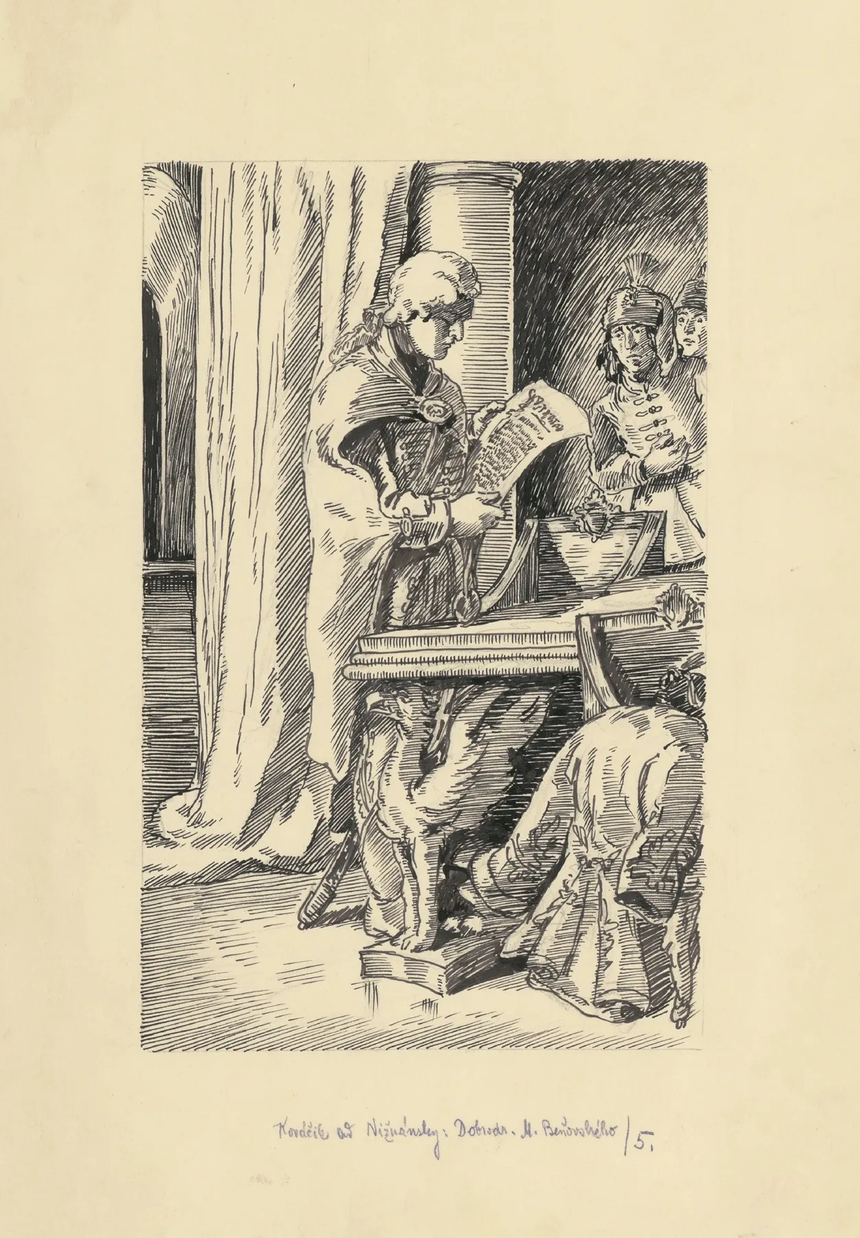 28 He Was Standing By The Table Holding Unrolled Scroll And Reading It by Andrej Kováčik - Canvas Print