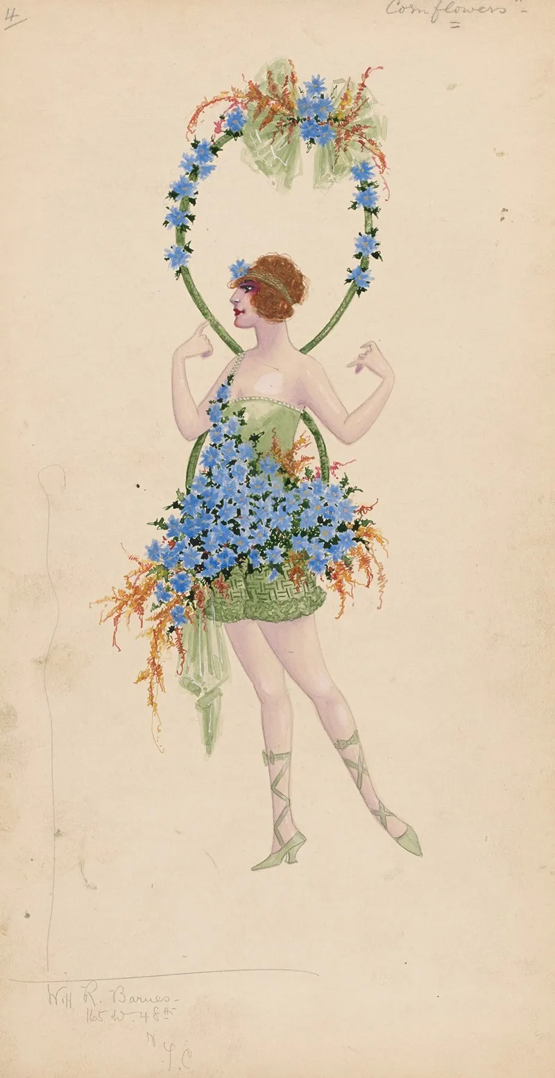 4 Cornflowers by Will R. Barnes - Canvas Print