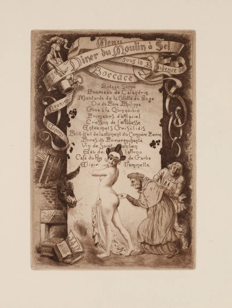 5e Diner Du Moulin A Sel Sous La Presidence De Boccace by Léon Lebègue - Canvas Print