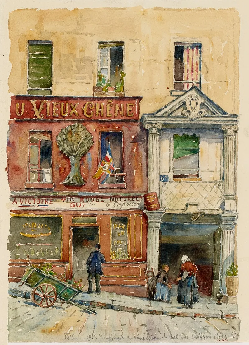 69 Rue Mouffetard Boutique De Vins A Lenseigne Du Vieux Chene by Georges-Henri Manesse - Canvas Print
