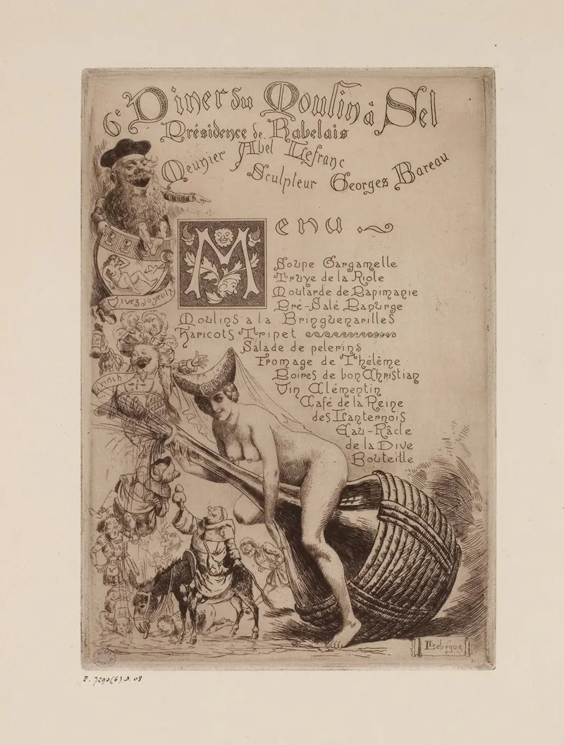 6e Diner Du Moulin A Sel Sous La Presidence De Rabelais by Léon Lebègue - Canvas Print