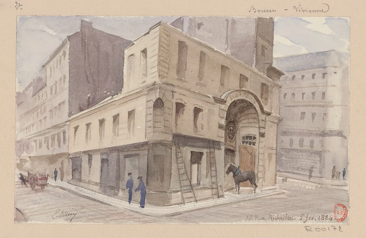 77 Rue Richelieu 5 Fev 1884 by Léon-Auguste Ottin - Canvas Print