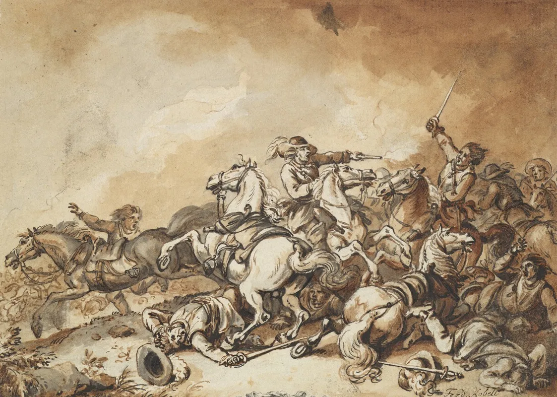 A Battle Scene 3 by Ferdinand Kobell - Canvas Print