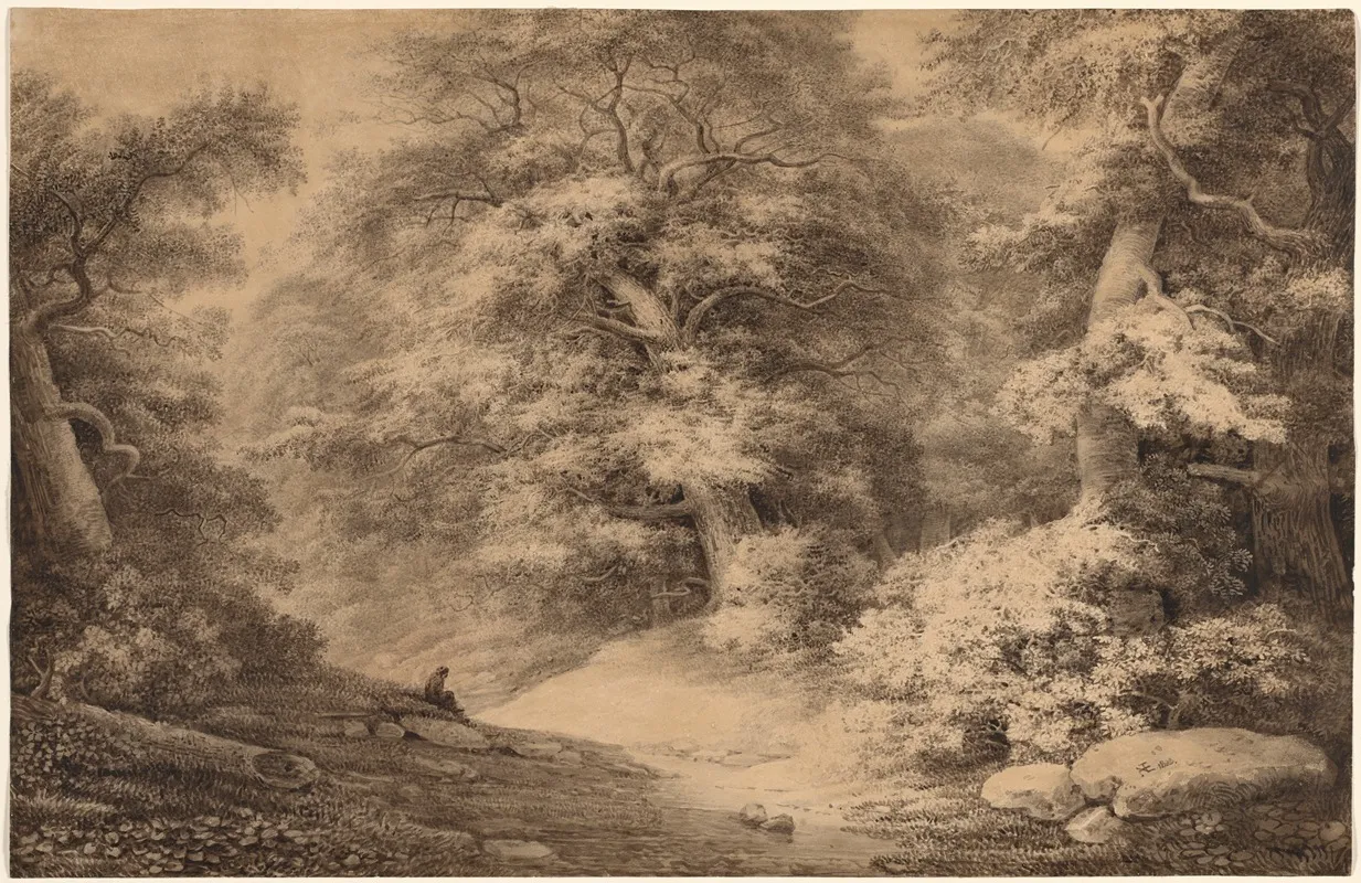 A Beech Wood With A Resting Traveler