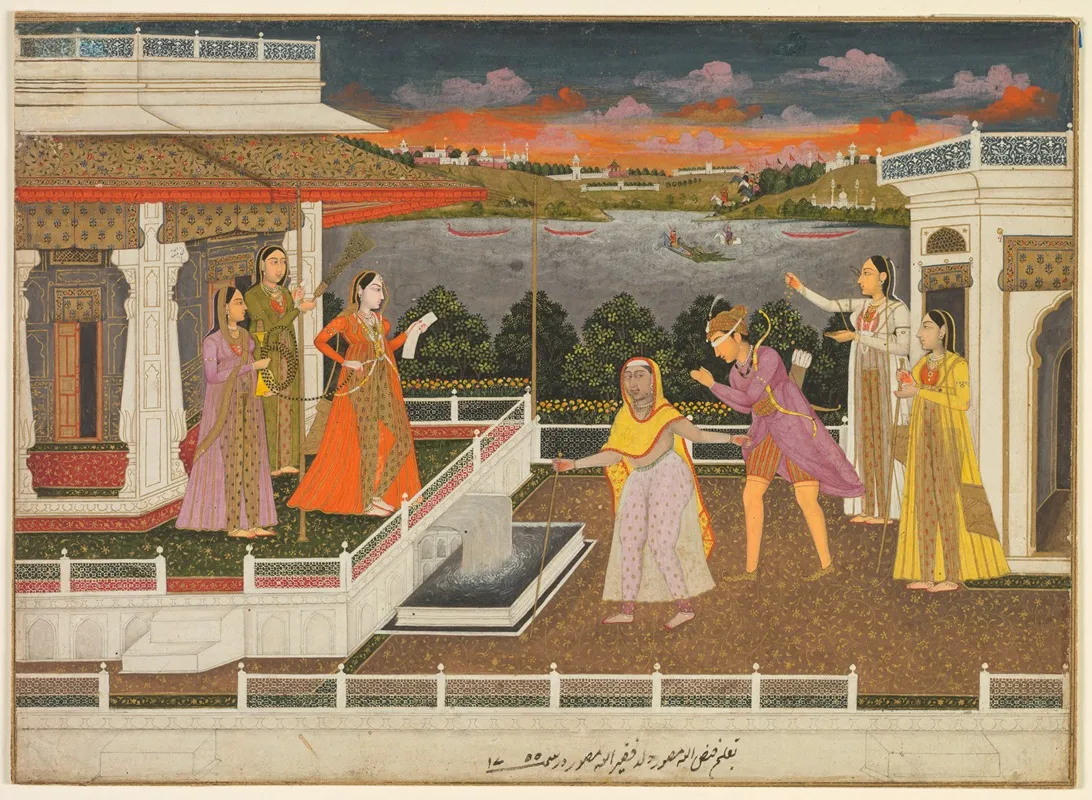 A Blindfolded Suitor Is Brought Before A Princess by Fayzullah - Canvas Print